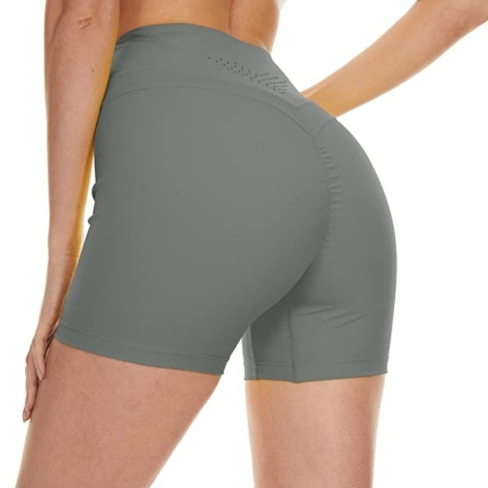 HARTPOR Women's Gym Shorts Seamless Scrunch Butt Contour Shorts for Yoga L